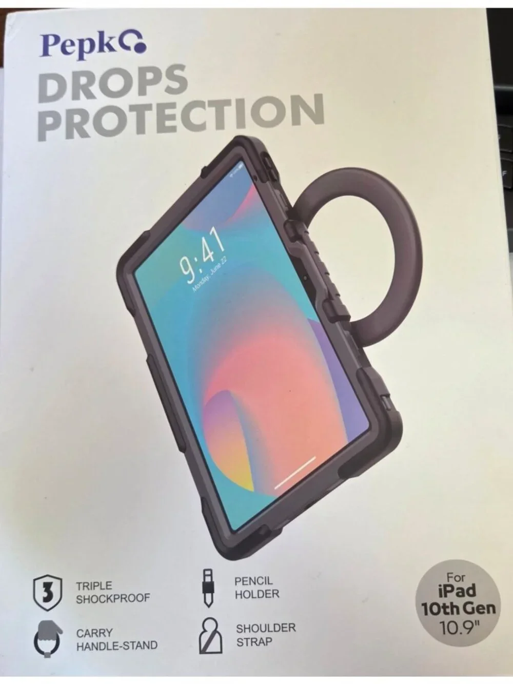 Drop Protective Case with Handle & Stand For iPad 10th Gen 10.9 Pink